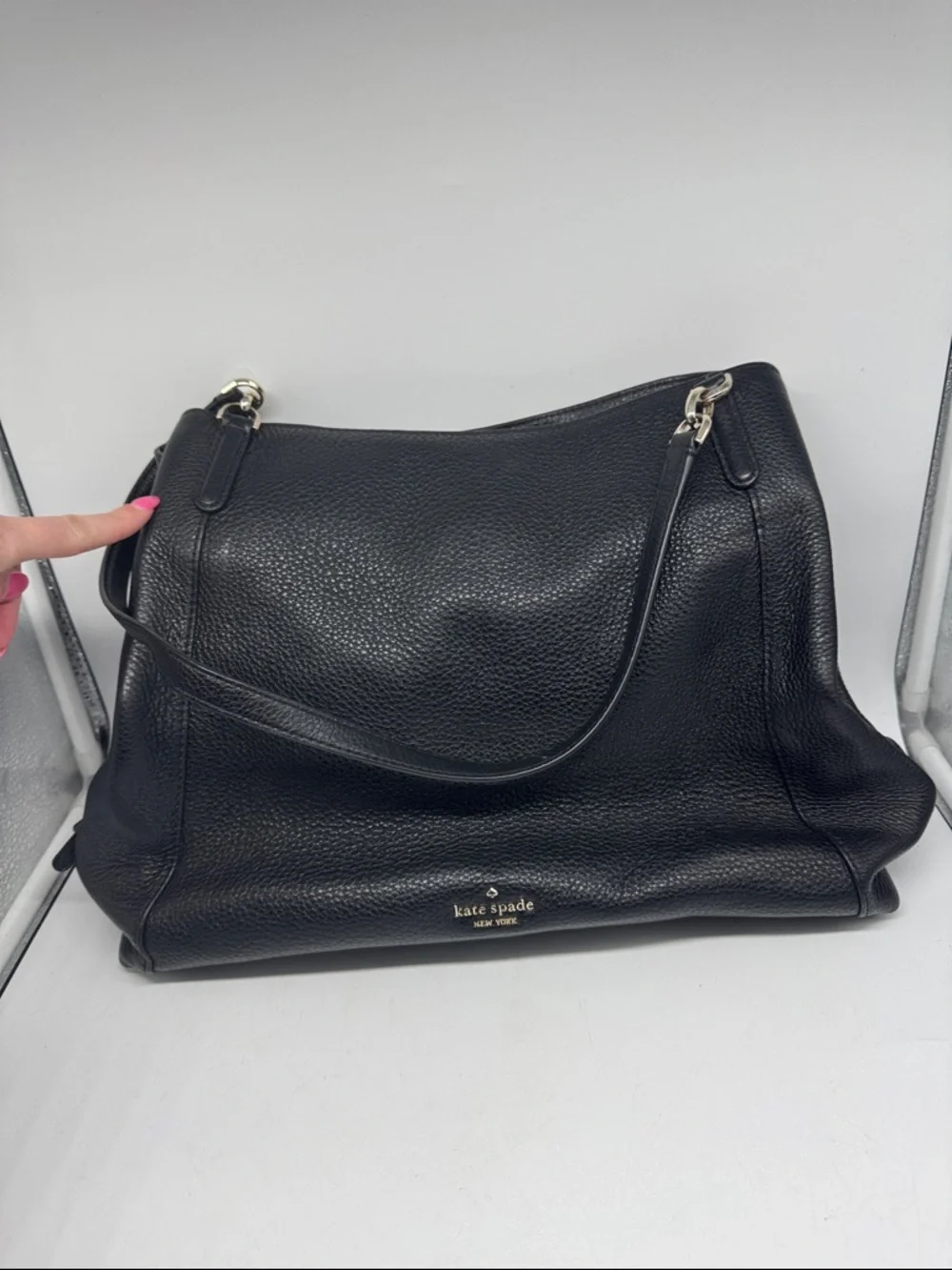 Kate Spade Jackson Medium‎ Triple Compartment Shoulder Bag Black Leather